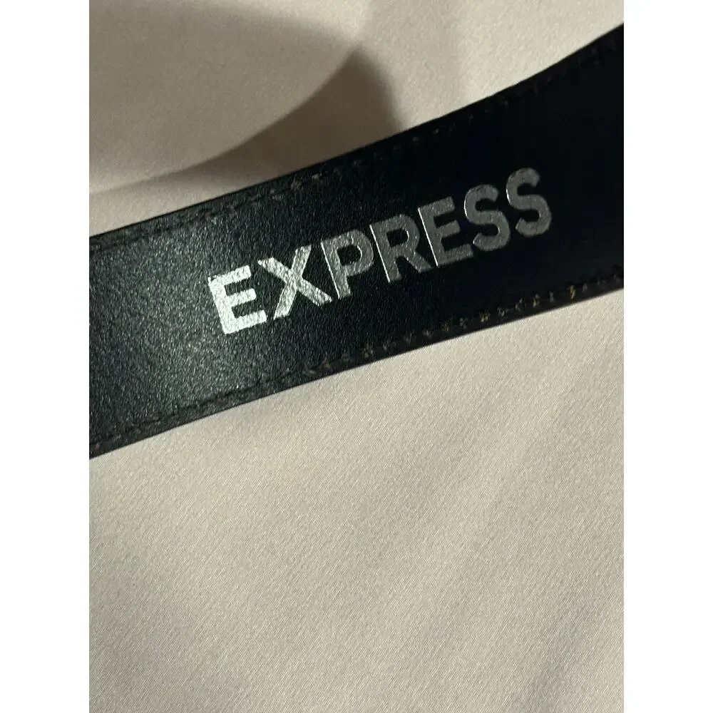 Express Y2K Women’s Wide Genuine Leather Brass Belt Black Size Large western